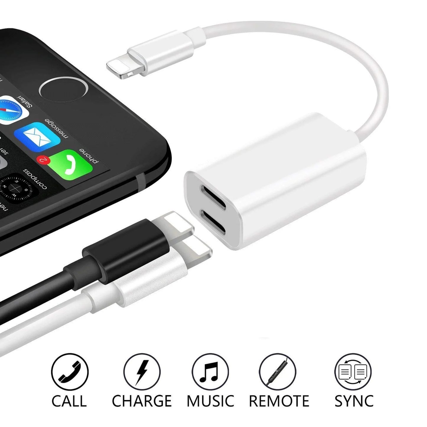 Dual Lightning Splitter Jack 2-in-1 For iPhone